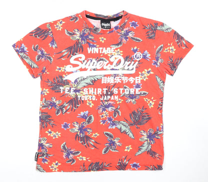SuperDry Men's Red Floral T-Shirt Medium