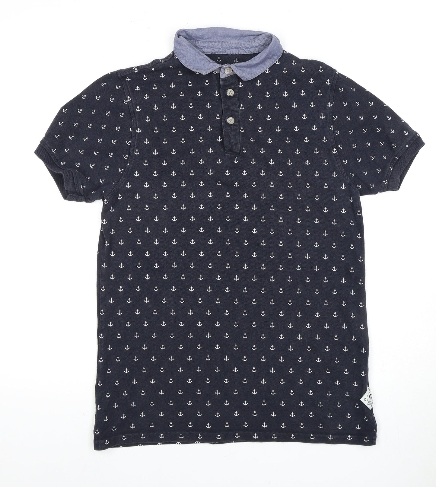 Soulcal & Co Men's Black Anchor Print Polo Shirt M