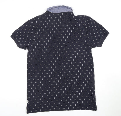 Soulcal & Co Men's Black Anchor Print Polo Shirt M