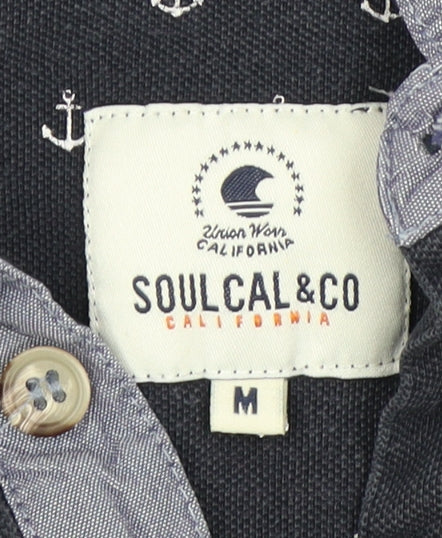 Soulcal & Co Men's Black Anchor Print Polo Shirt M
