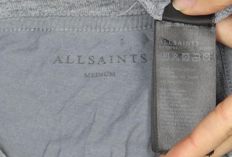 Mens UK Size M AllSaints Grey  T-Shirt