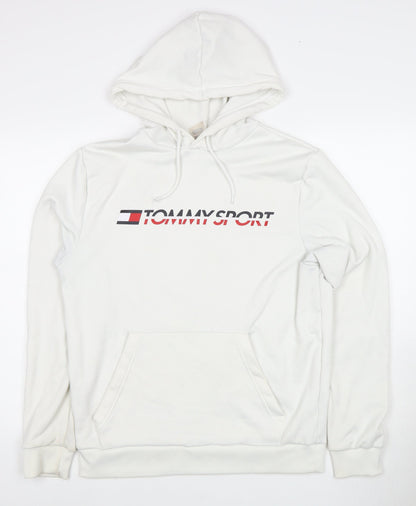 Tommy Sport Men's White Hoodie Size S Pullover