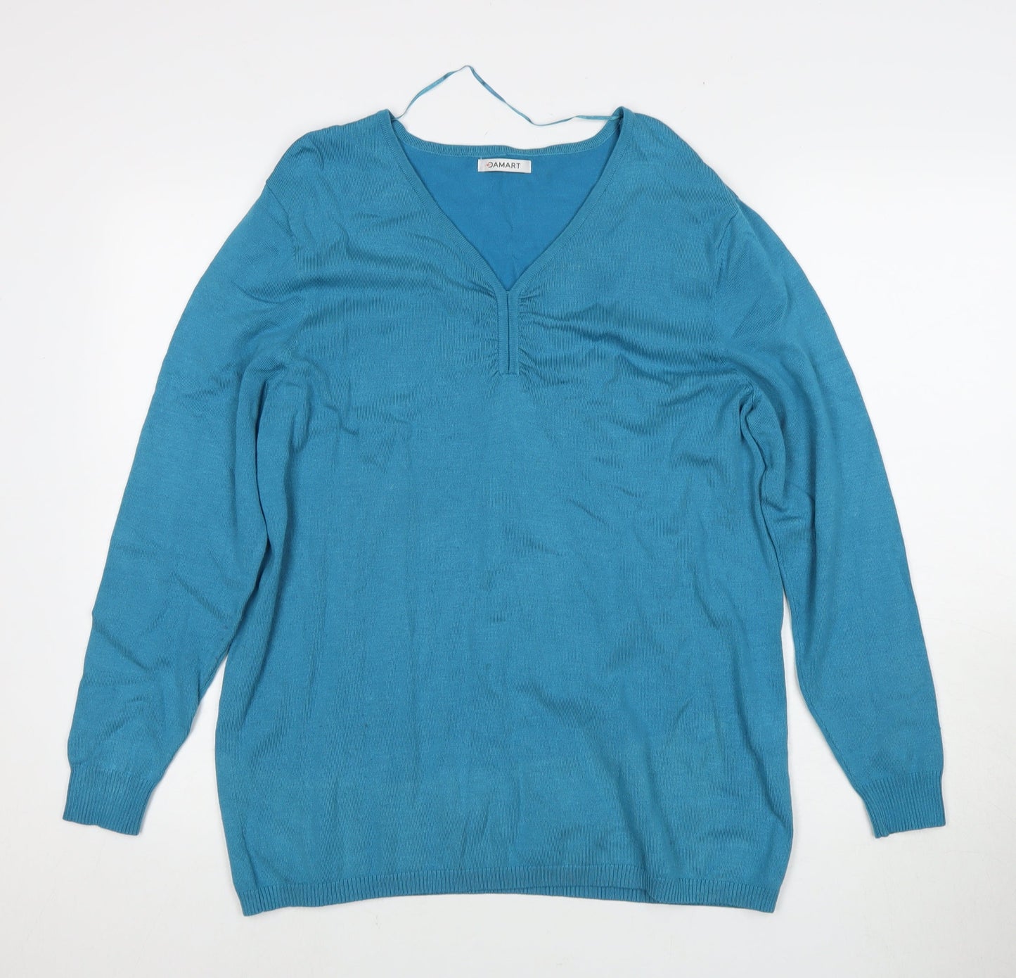 Damart Women's Blue V-Neck Pullover Jumper - L