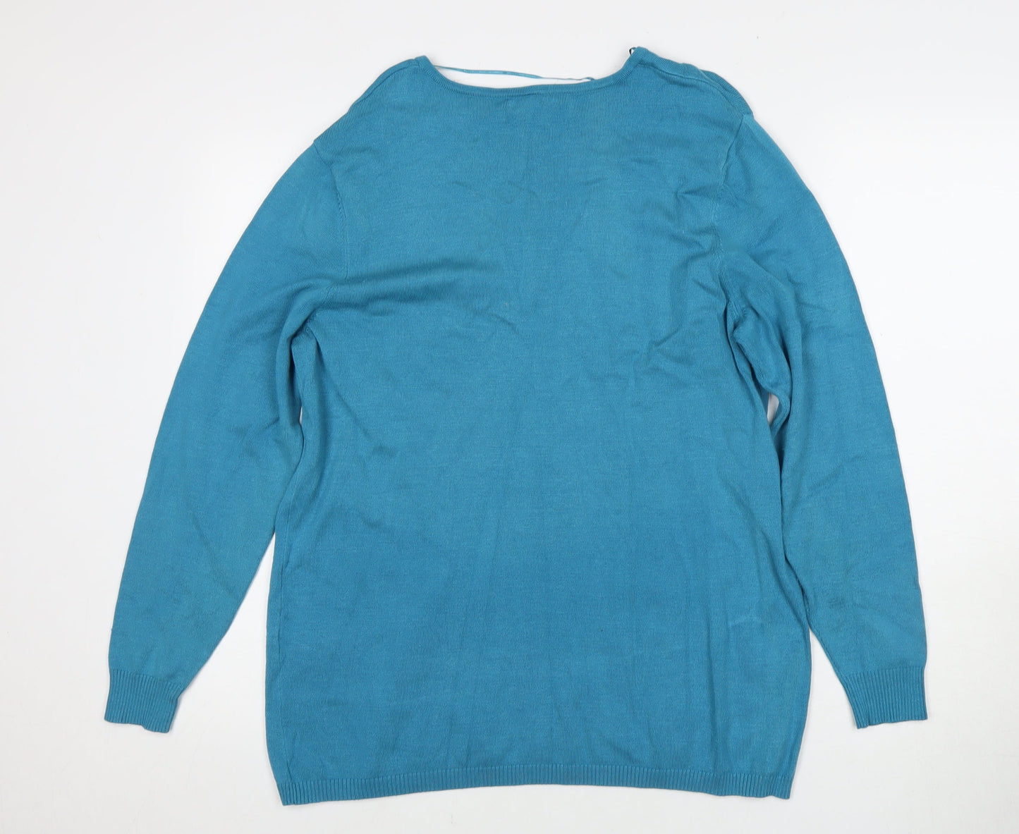 Damart Women's Blue V-Neck Pullover Jumper - L