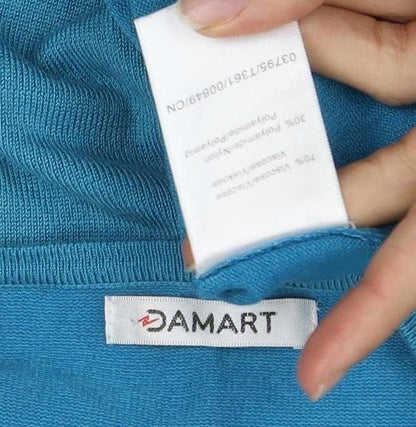 Damart Women's Blue V-Neck Pullover Jumper - L