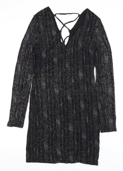 Topshop Women's Black Long Sleeve Party Dress