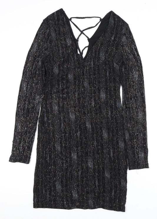 Topshop Women's Black Long Sleeve Party Dress