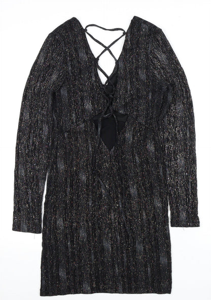 Topshop Women's Black Long Sleeve Party Dress