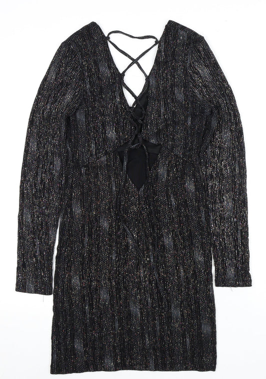 Topshop Women's Black Long Sleeve Party Dress