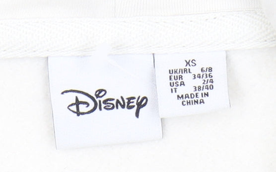 Close-up detail of Disney Ivory XS Mickey Mouse Hoodie unisex pullover
