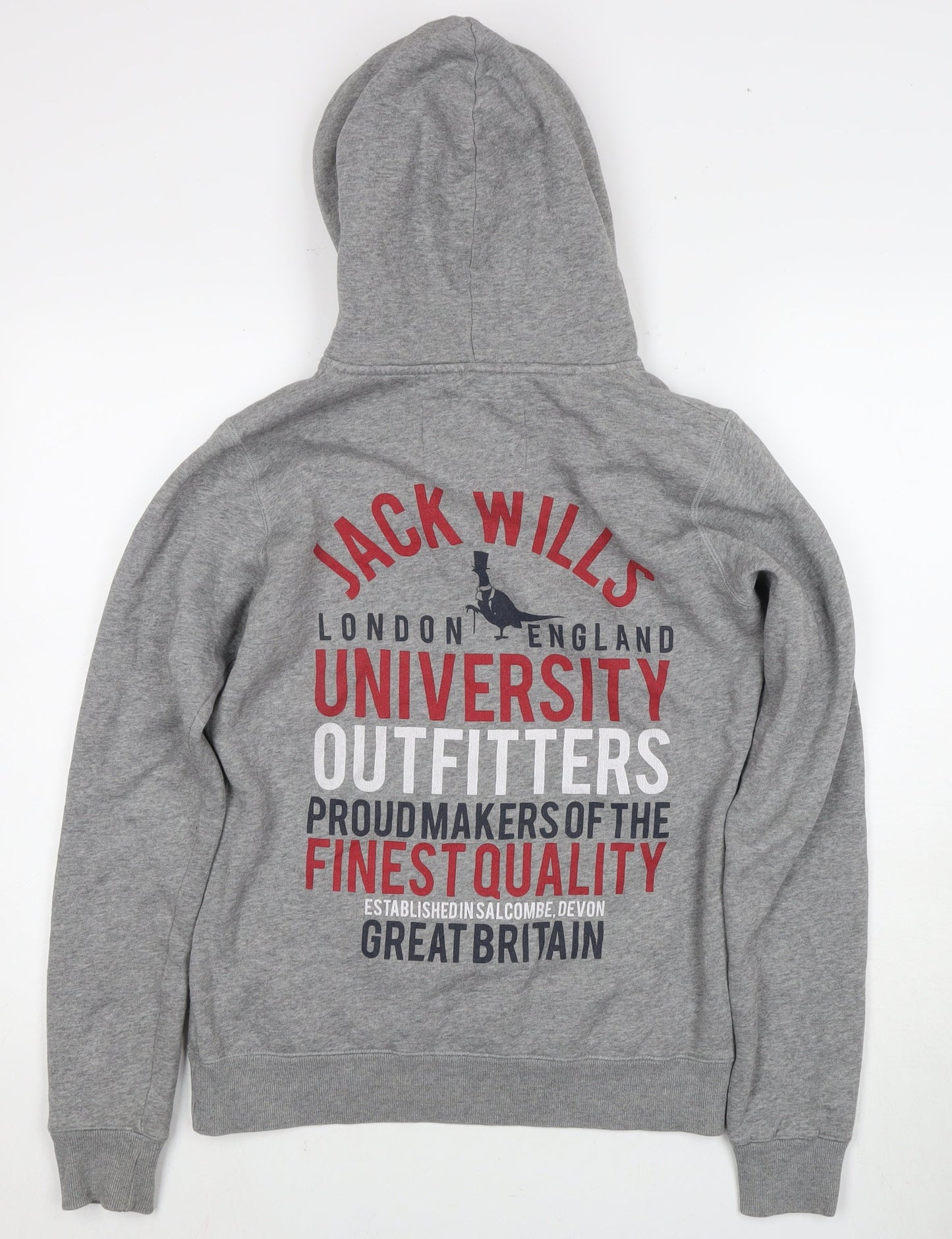 Unisex Adults UK Size 10 Jack Wills Grey Pullover Hoodie