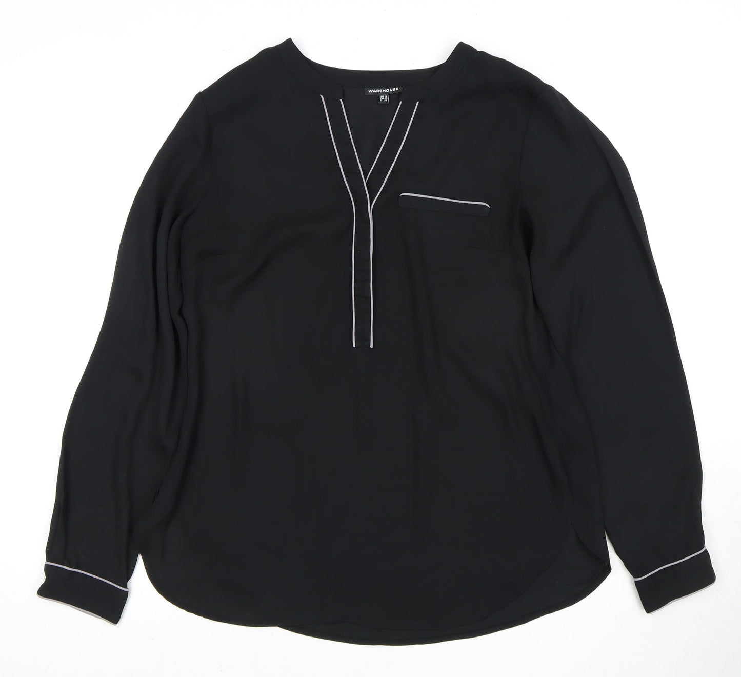 Womens UK Size 12 Warehouse Black  Blouse