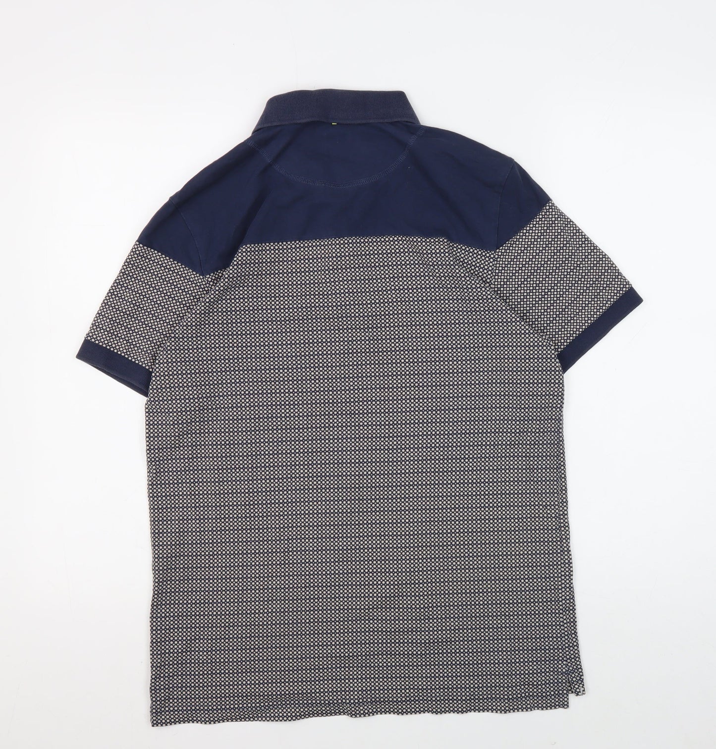 Pretty Green Men's Blue Polo Shirt, Size S, Geometric Pattern