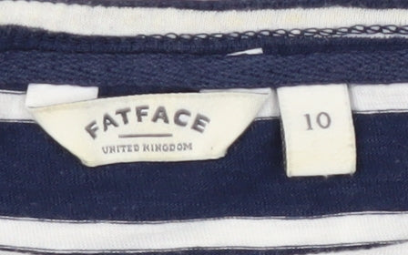 FatFace Women's Blue Striped T-Shirt Size 10