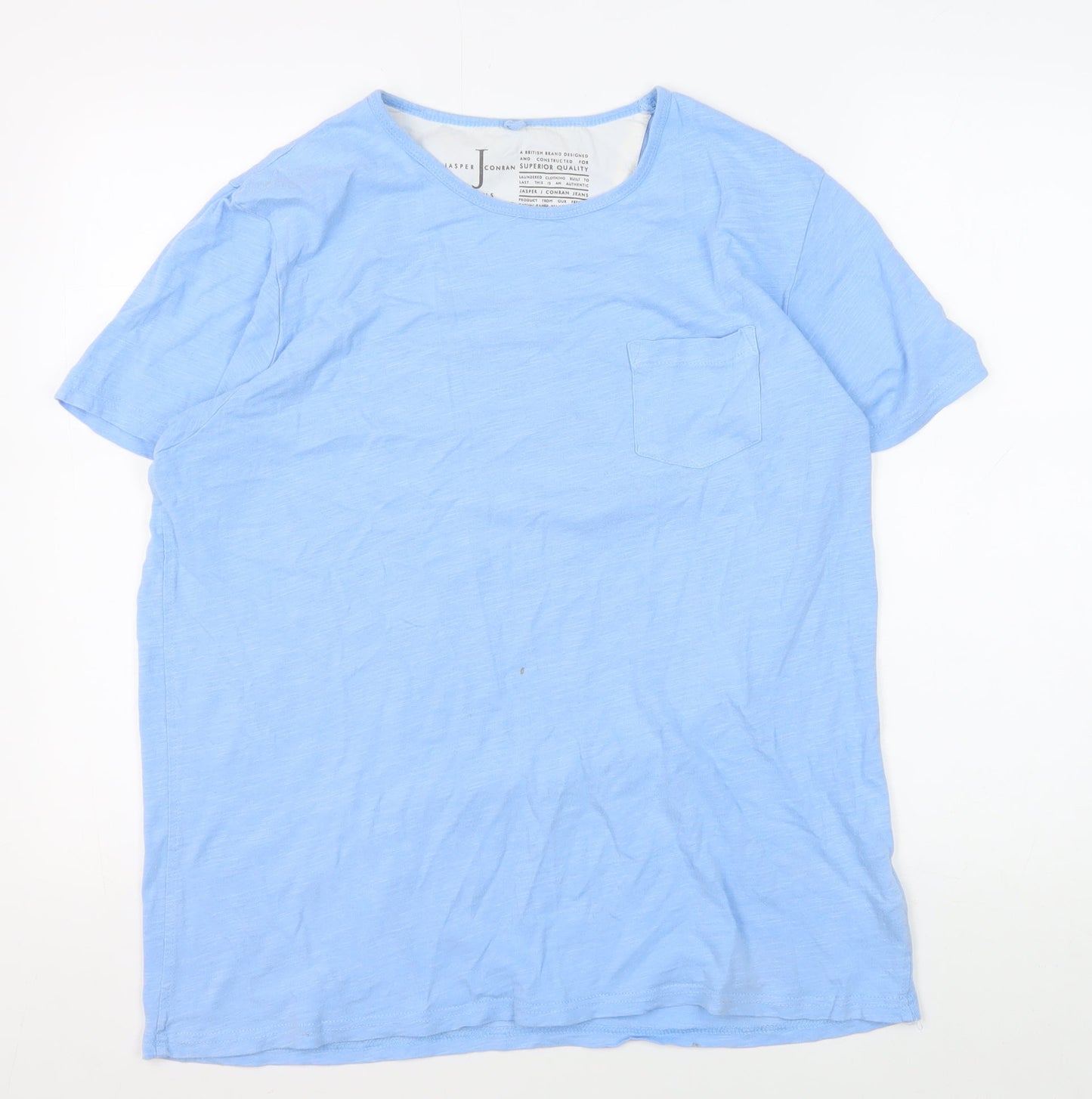 Jasper Conran Men's Blue Cotton Crew Neck T-Shirt L