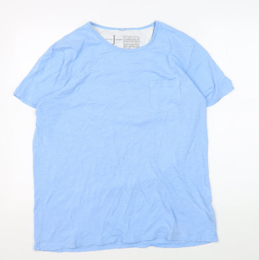 Jasper Conran Men's Blue Cotton Crew Neck T-Shirt L