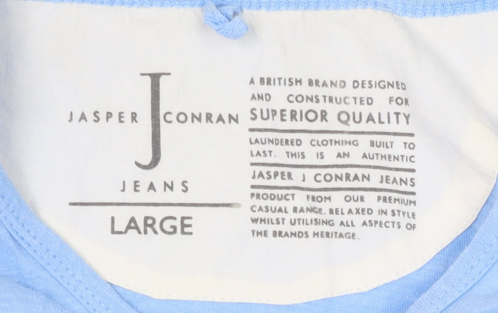 Jasper Conran Men's Blue Cotton Crew Neck T-Shirt L