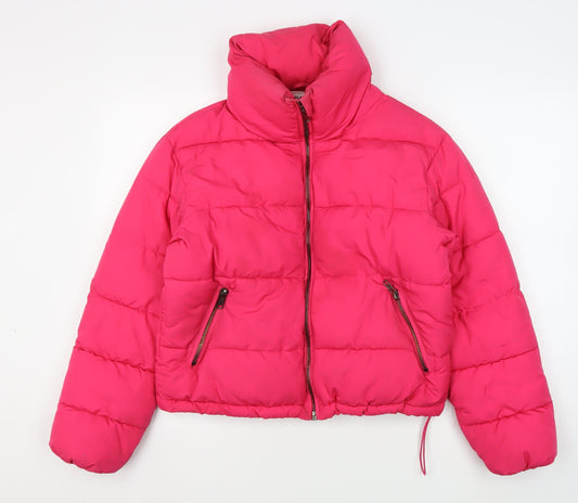 Glamorous Women's Pink Puffer Jacket - Size 6, Winter
