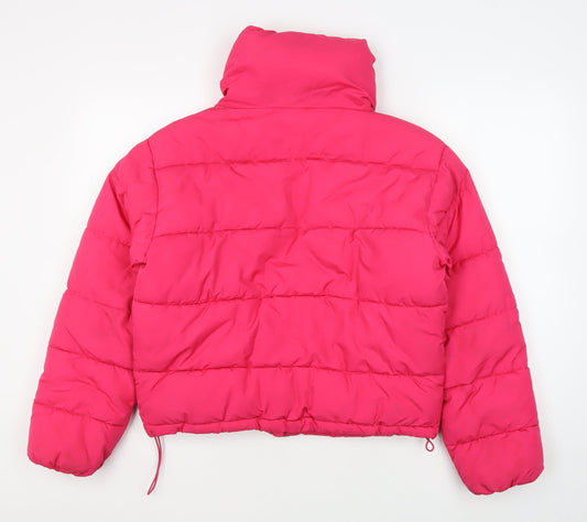 Glamorous Women's Pink Puffer Jacket - Size 6, Winter
