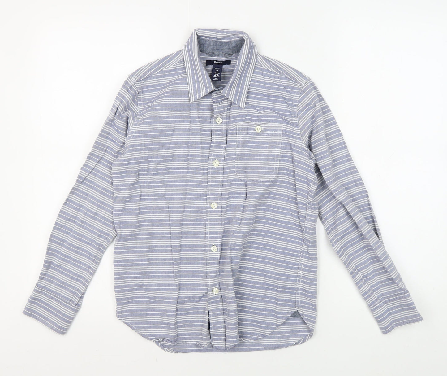 GapKids Boys Blue Striped Button-Up Shirt 8-9 Years