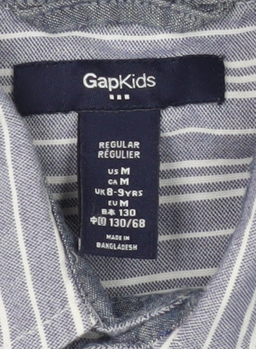 GapKids Boys Blue Striped Button-Up Shirt 8-9 Years