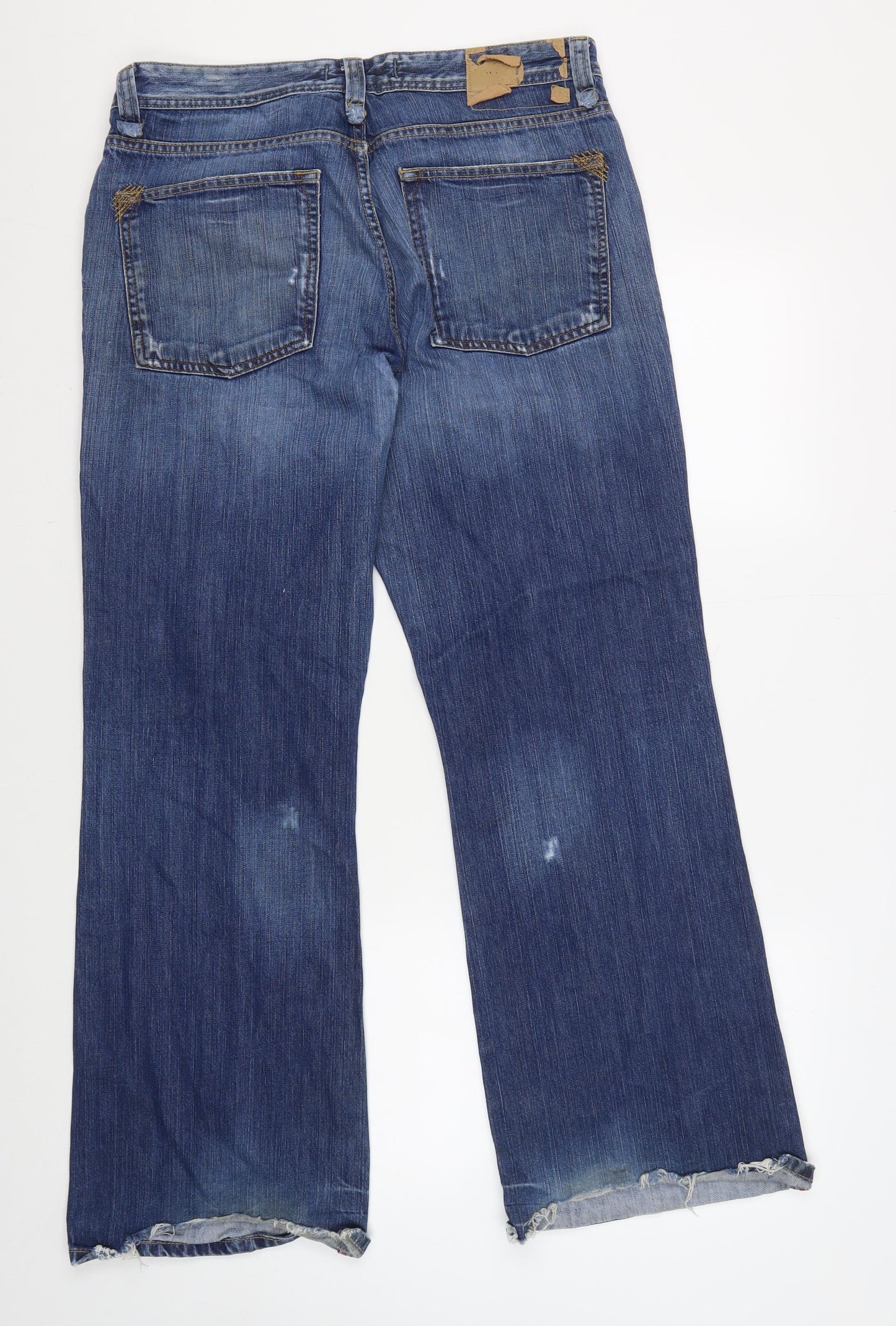 Men's Blue Straight Leg Cotton Jeans 34R 86cm Low Rise