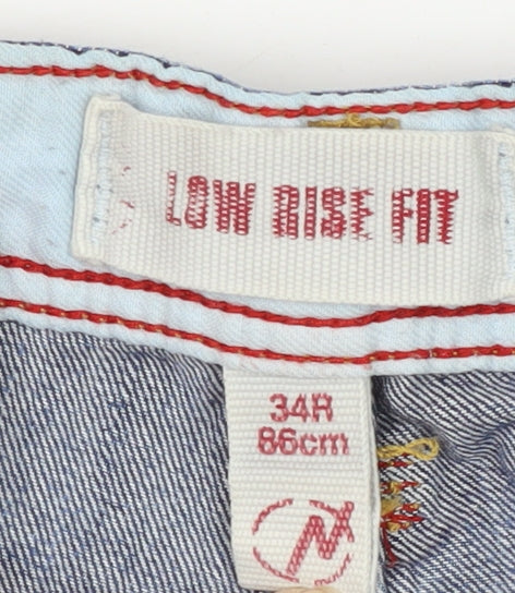 Men's Blue Straight Leg Cotton Jeans 34R 86cm Low Rise