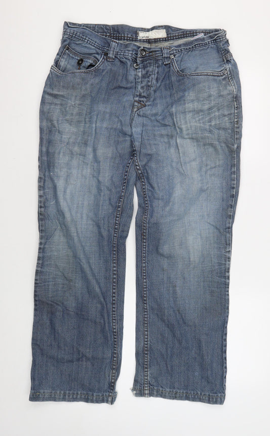Crafted Men's Blue 34 Regular Fit Denim Jeans