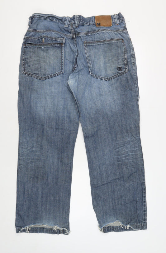 Crafted Men's Blue 34 Regular Fit Denim Jeans
