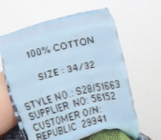 Crafted Men's Blue 34 Regular Fit Denim Jeans