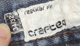 Crafted Men's Blue 34 Regular Fit Denim Jeans