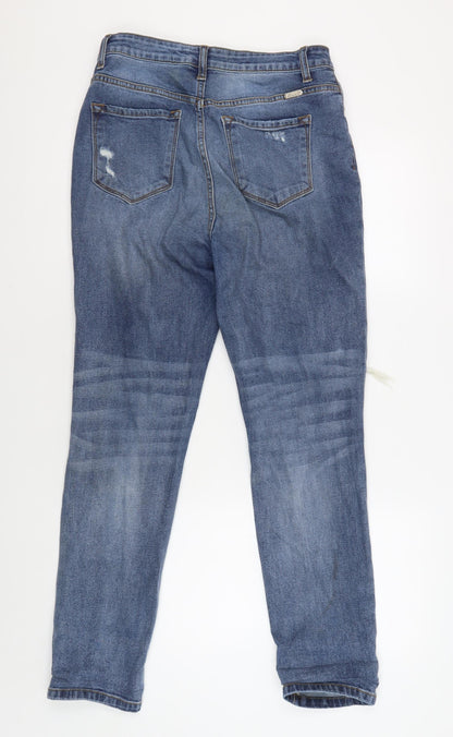 KanCan Women's Blue Straight Jeans, Size 9, Distressed