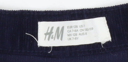 H&M Teens Blue A-Line Corduroy Skirt, Size 12