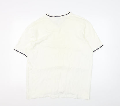 Gap Men's White V-Neck Casual Shirt L