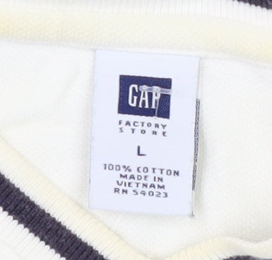 Gap Men's White V-Neck Casual Shirt L