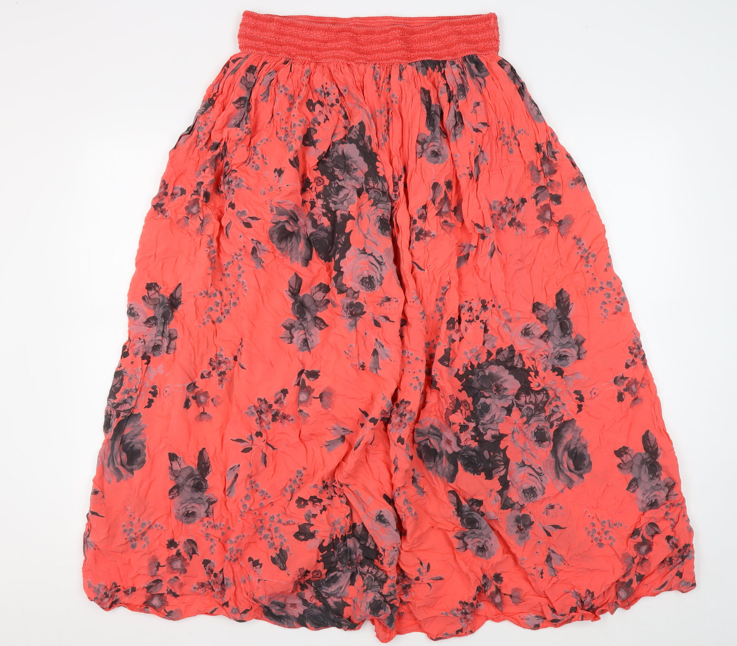 Ambra Women's Red Floral Midi Skirt 1X