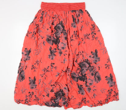 Ambra Women's Red Floral Midi Skirt 1X