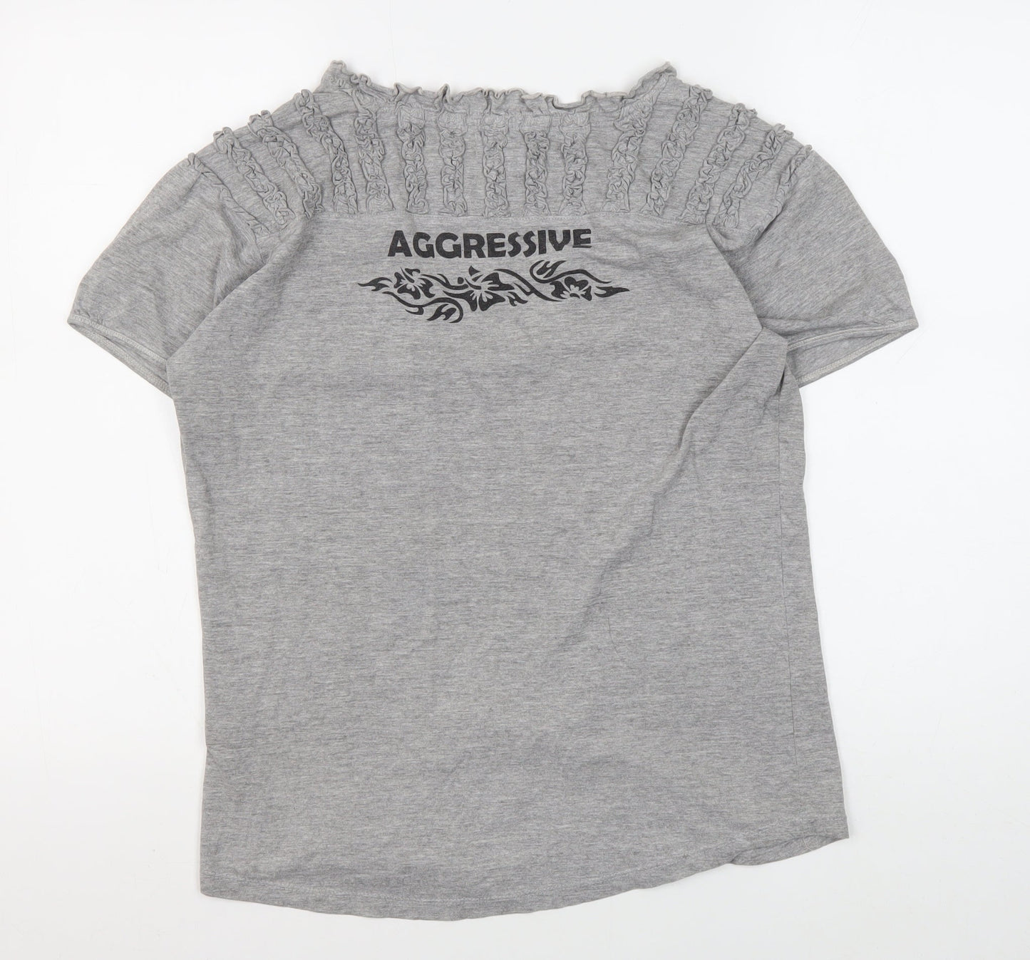 Womens UK Size L Unknown Grey Basic T-Shirt