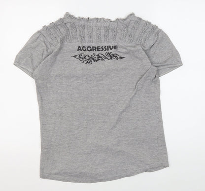 Womens UK Size L Unknown Grey Basic T-Shirt