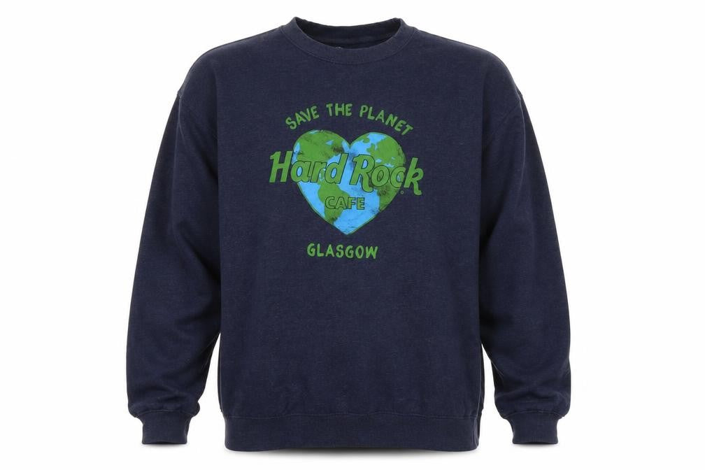 Front view of Hard Rock unisex blue xl pullover sweatshirt