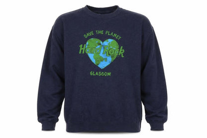Front view of Hard Rock unisex blue xl pullover sweatshirt