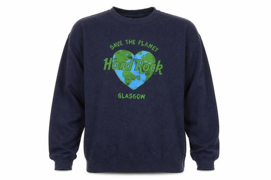 Front view of Hard Rock unisex blue xl pullover sweatshirt