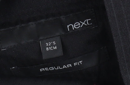 Next Men's Black Striped Trousers, Size 32S, Regular Fit