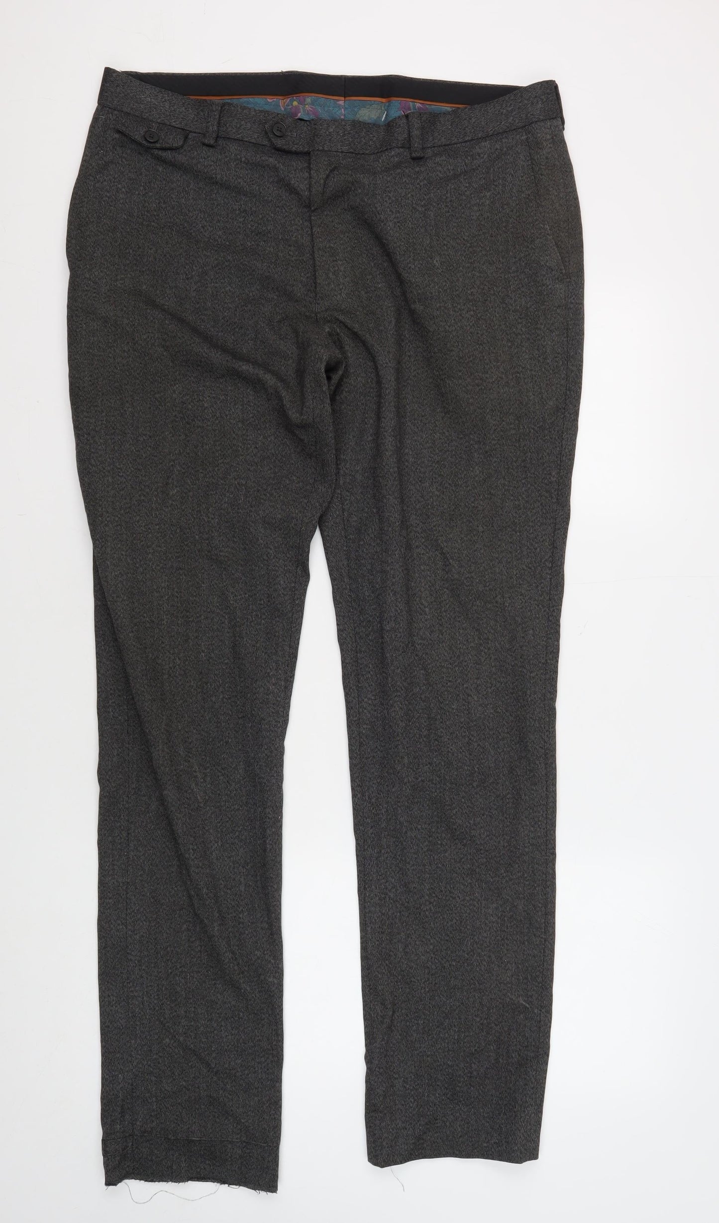 Next Men's Grey Formal Trousers, Size 36, Straight Leg