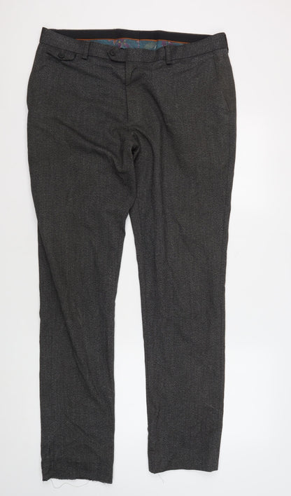 Next Men's Grey Formal Trousers, Size 36, Straight Leg