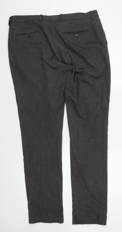 Next Men's Grey Formal Trousers, Size 36, Straight Leg