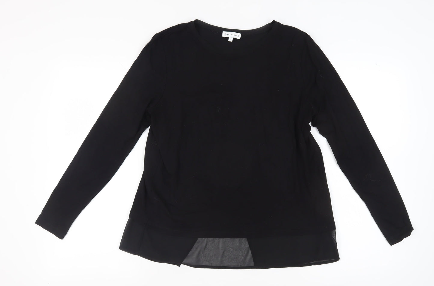 Womens UK Size 12 Warehouse Black Basic Blouse