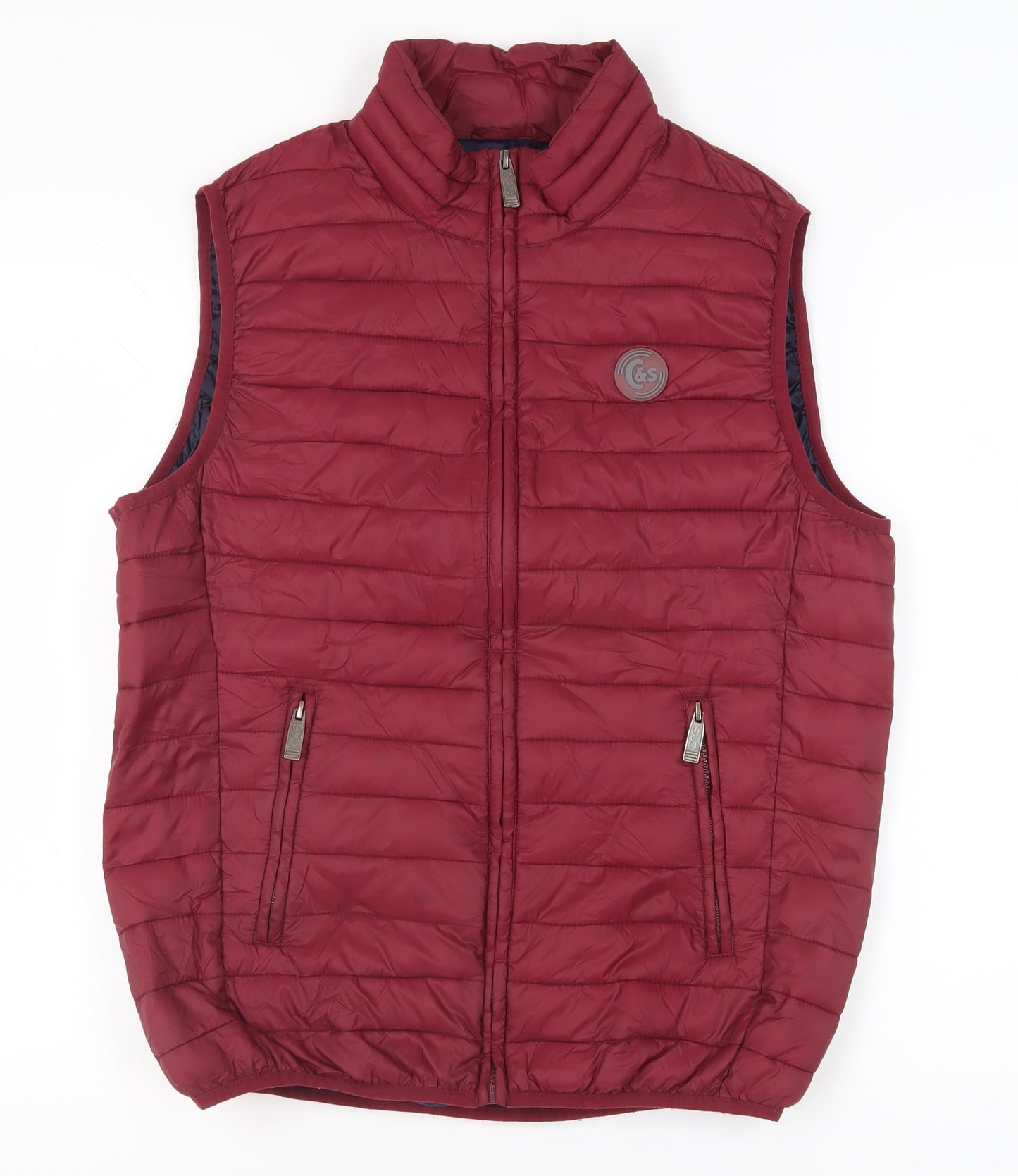 Mens UK Size L Cotton & Silk Red Puffer Jacket