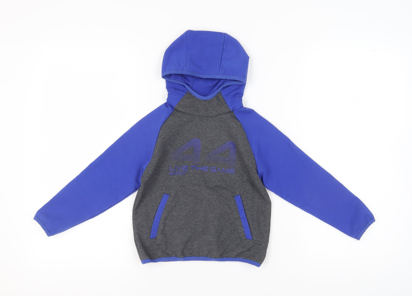 Dunnes Stores Boys Grey Blue Pullover Hoodie 6-7 Years