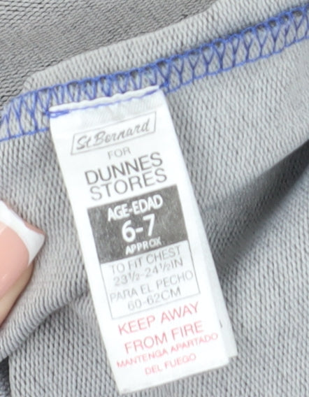 Dunnes Stores Boys Grey Blue Pullover Hoodie 6-7 Years